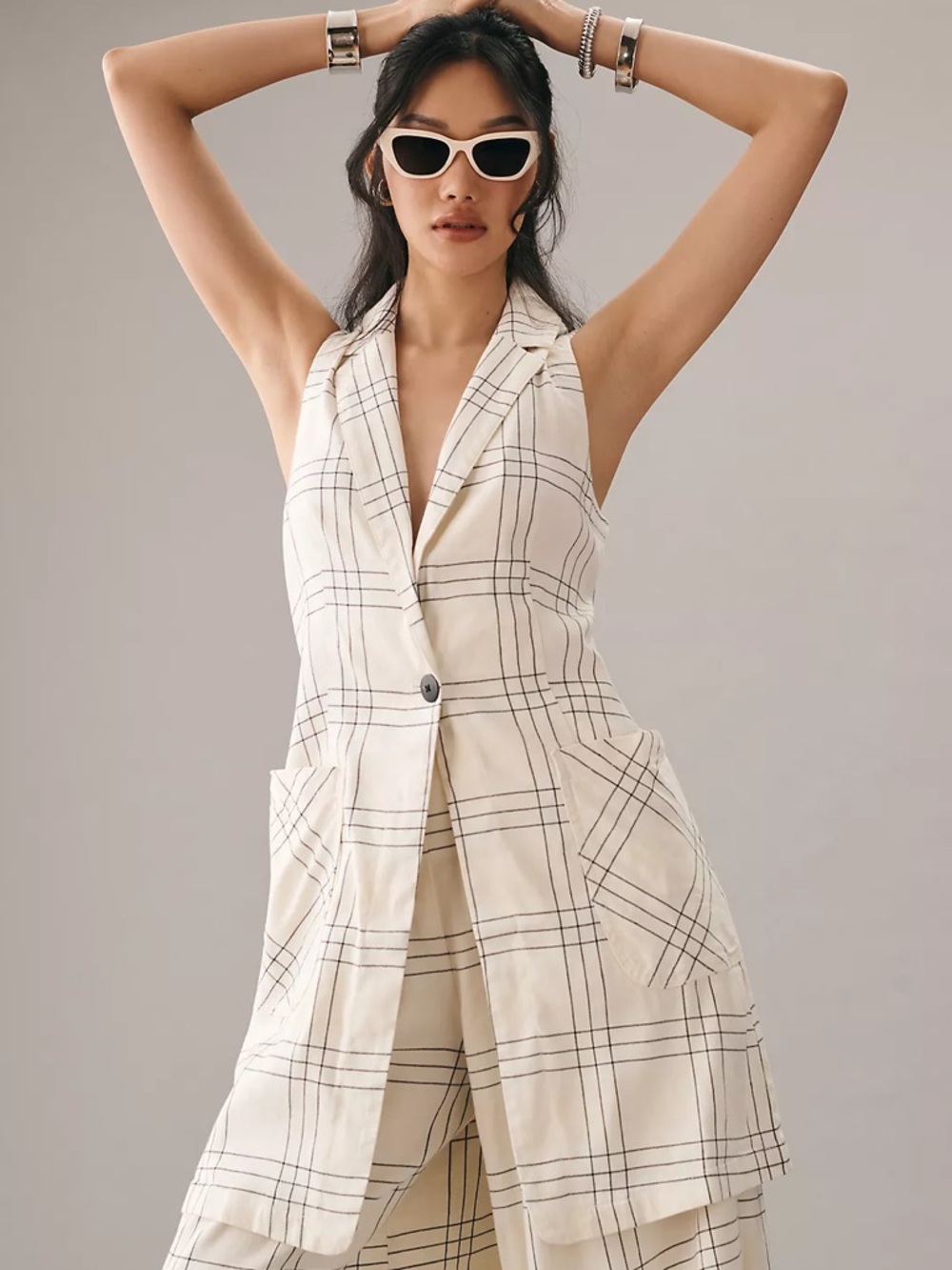 Anthropology Maeve long linen vest